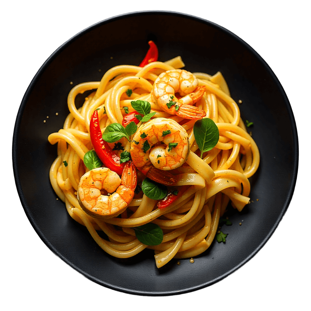 Creamy Pasta dish with Sautéed Prawns